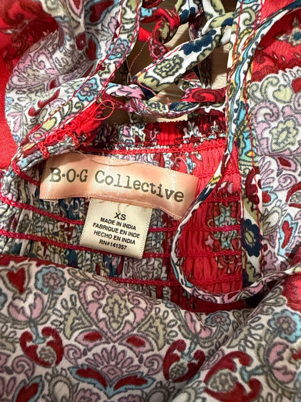 BOG Collective Red Boho Medallion Print Midi Dress - Picture 2 of 8